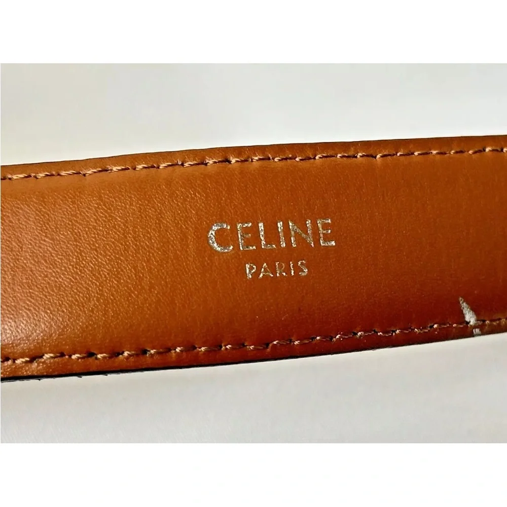 Celine Brown Buckle Belt Triomphe Coated Canvas Medium 80 W/ Dust Bag & Box - Picture 7 of 12